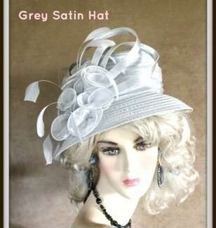 Silver Grey Bridal Wedding Church Designer Hat Ladies Formal Hats 7V