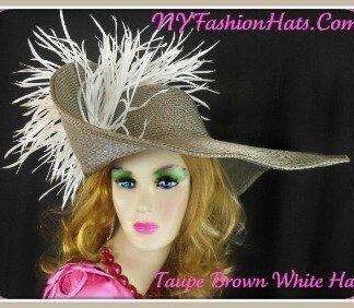 Grey Taupe Brown White Brim Fashion Hat Ladies Designer Hats 7BUQ
