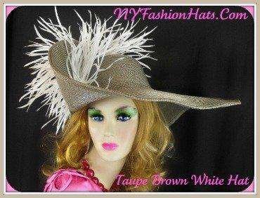 Grey Taupe Brown White Brim Fashion Hat Ladies Designer Hats 7BUQ