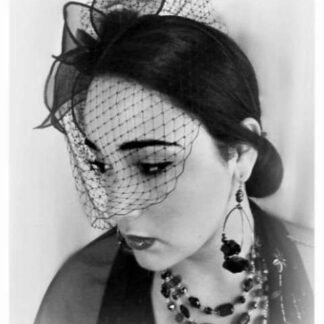 Black Straw Veil Satin Hairband Wedding Hat Headpiece Cocktail Hats