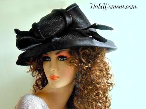 Champagne Beige Satin Designer Wedding Dress Hat Bridal Occasion Hats