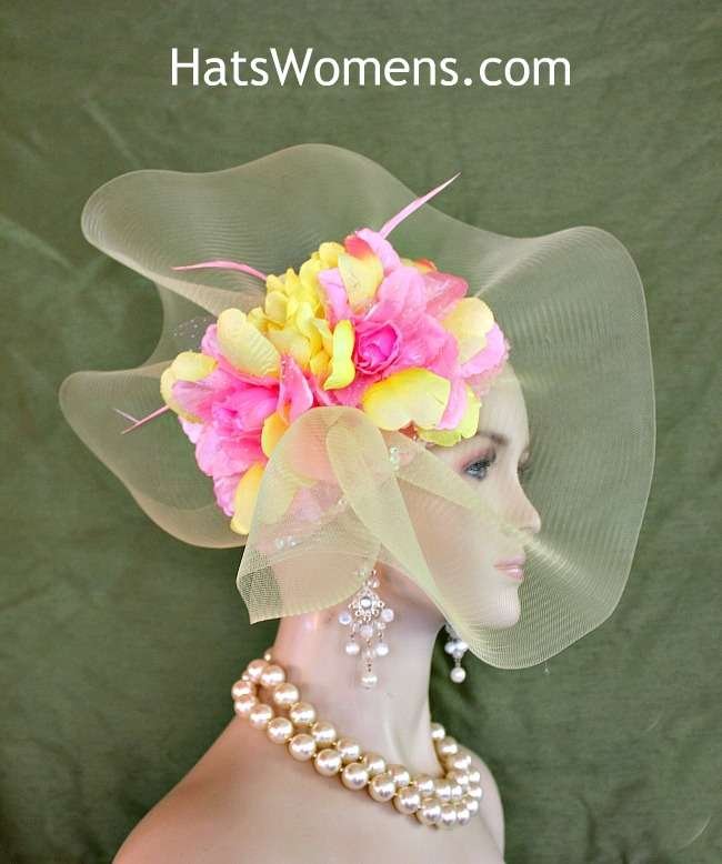 Hat For Women Pink Yellow Cocktail Pillbox Runway Wedding Church Dress Formal A12