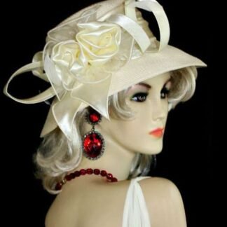 Ivory or Black Satin Designer Wedding Dress Hat, Kentucky Derby Hats