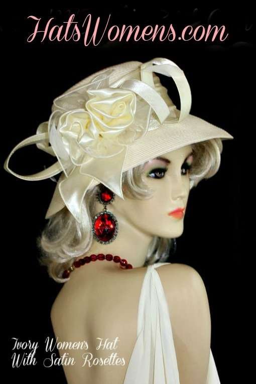 Ivory or Black Satin Designer Wedding Dress Hat, Kentucky Derby Hats