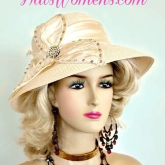 Ladies Ivory Bridal Wedding Hat With Rhinestones Designer Fashion Hats