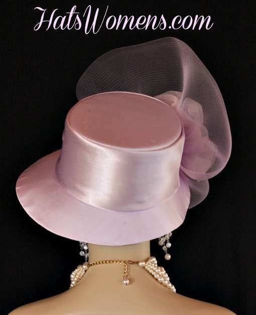 Lilac Lavender Purple Satin Formal Church Wedding Bridal Hat Flowers, Hats For Horse Races
