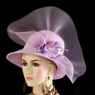 Lilac Purple Lavender Church Wedding Dress Hat Women's Formal Hats BR721