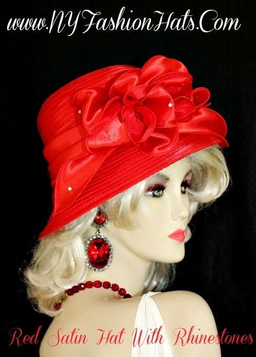 Women's Red Brown Navy Blue Designer Dress Casual Hat NY Fashion Hats