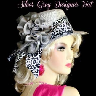 Silver Grey Casual Or Dress Designer Hat With A Black And White Sash
