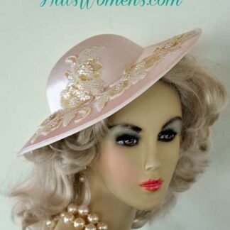 White Satin Bridal Wide Brim Wedding Designer Hat, Brides P44