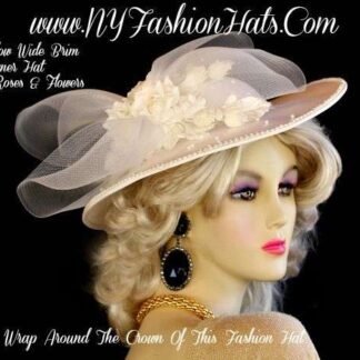 Ladies White Rose Bud Satin Wedding Bridal Brides Hat Church Hats B89