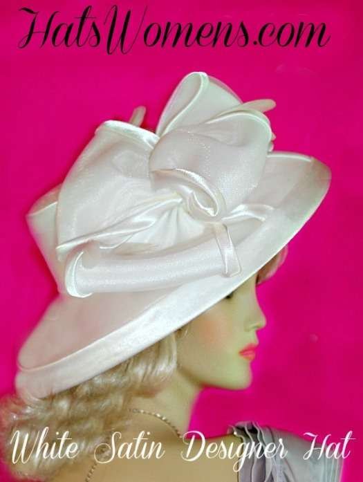 Champagne Beige Satin Designer Wedding Dress Hat Bridal Occasion Hats