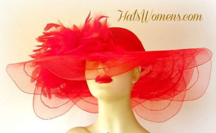 Kentucky Derby Hat, Church Hat, Wedding Hat Red