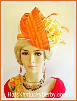 Premium Motf Ivory Soft Beige Orange Pillbox Wedding Church Formal Hat, Couture Hats For Women Q09