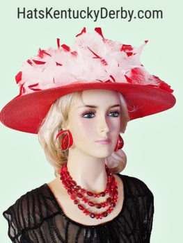 Red White Church Wedding Formal Hat
