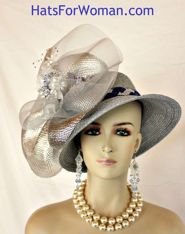 Metallic Silver Formal Church Hat