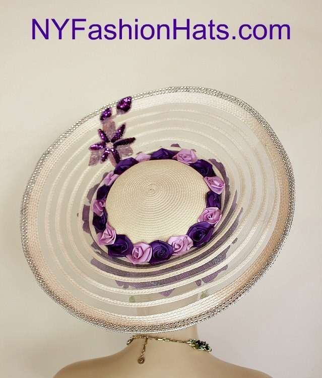 Bespoke Ivory Lavender Purple Church Hat