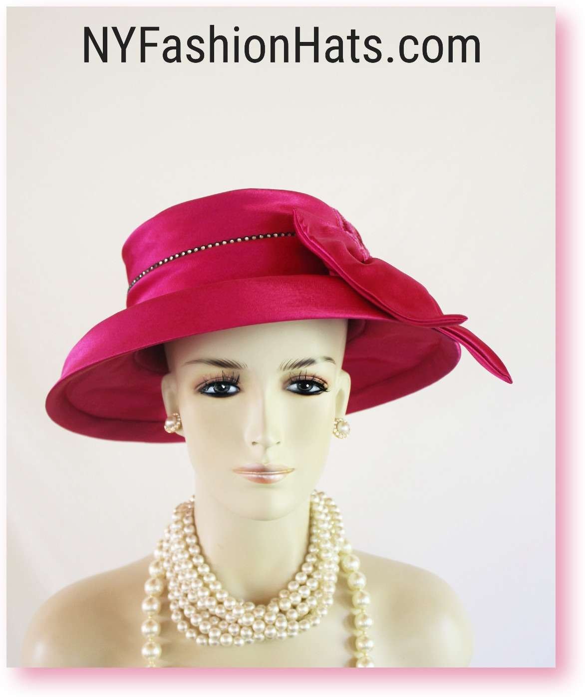 Ladies Hot Pink Satin Designer Hat