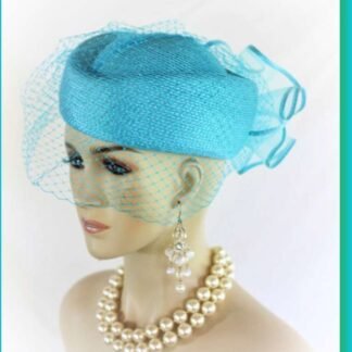 Pillbox Hat Turquoise Blue Formal Millinery Headwear