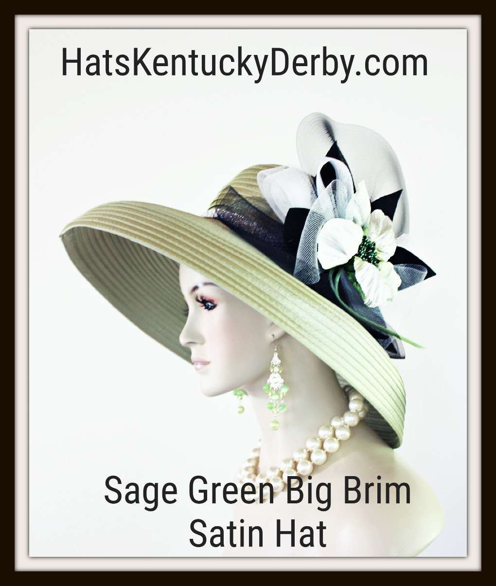 Avant Garde Hat, Haute Couture Kentucky Derby Hats, Ladies Fashion Hats, Big Large Wide Brim Hats, Motf Premium Olive Green Satin Women's Hat