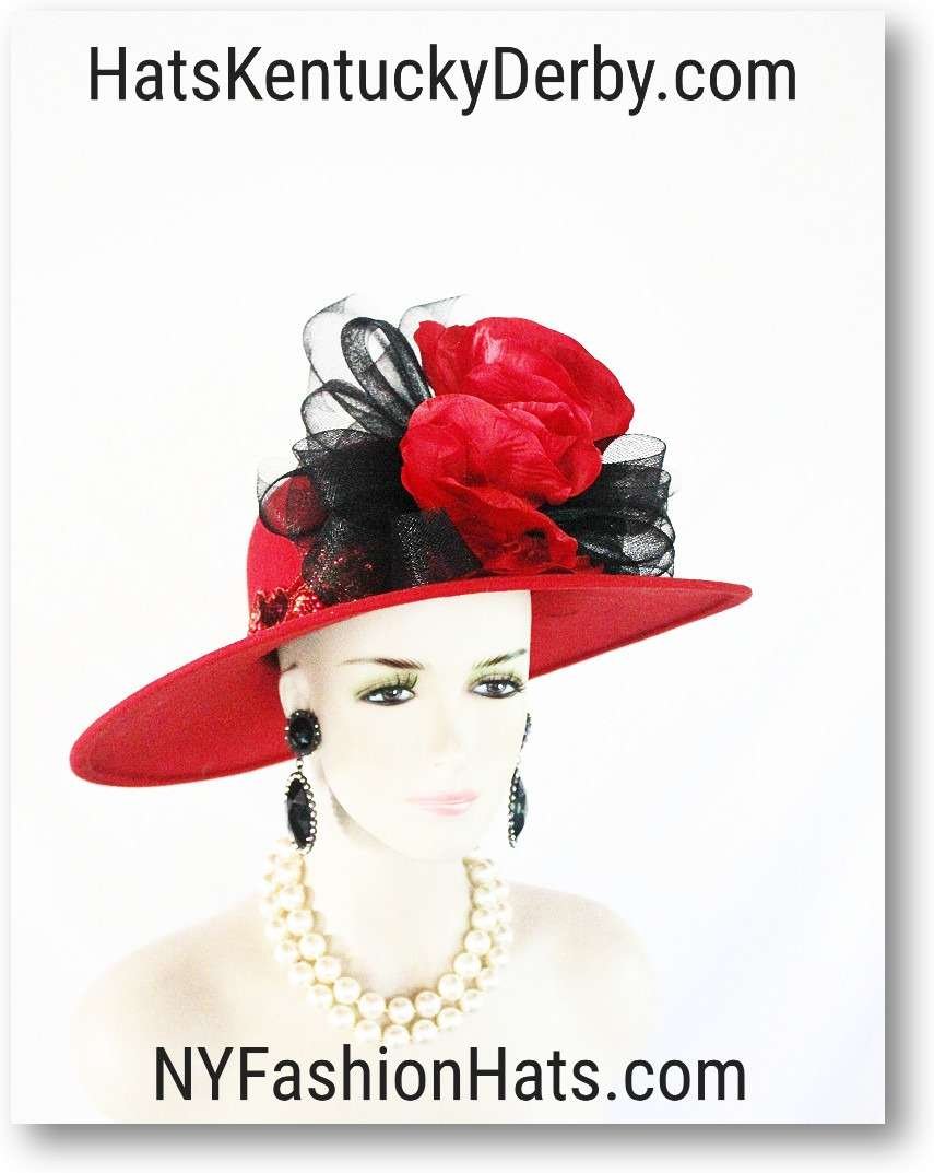 Red Black Statement Hat For Women
