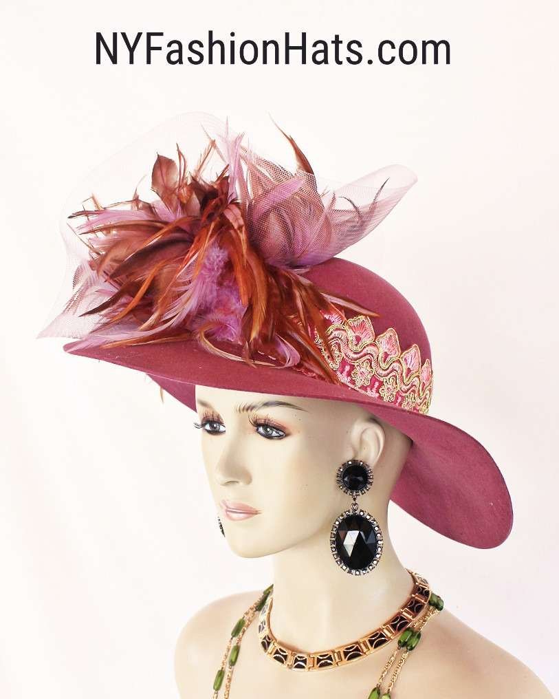 Violet Mauve Pink Couture Designer Hat