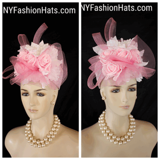Women's Pink Designer Pillbox Fashion Hat For Wedding Brides And Mother Of The Bride
